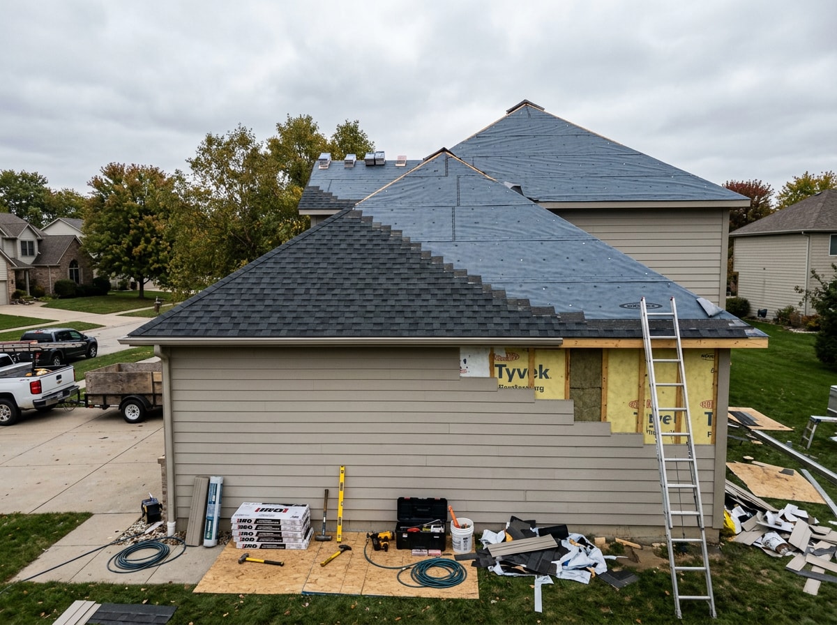 Roofer and siding crew completing exterior work on a Vancouver, WA home