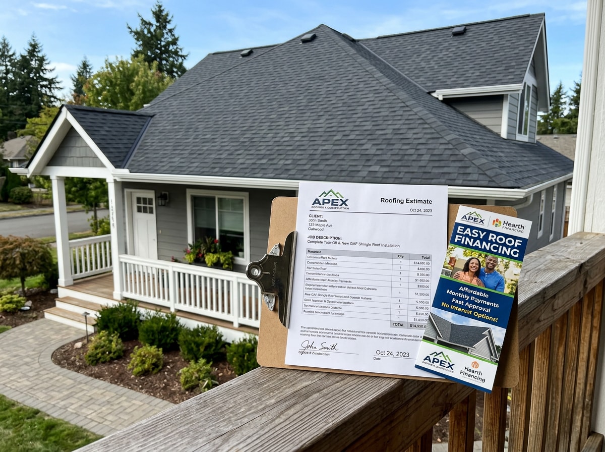 Roofing contractor and homeowner discussing whether roof financing is worth it