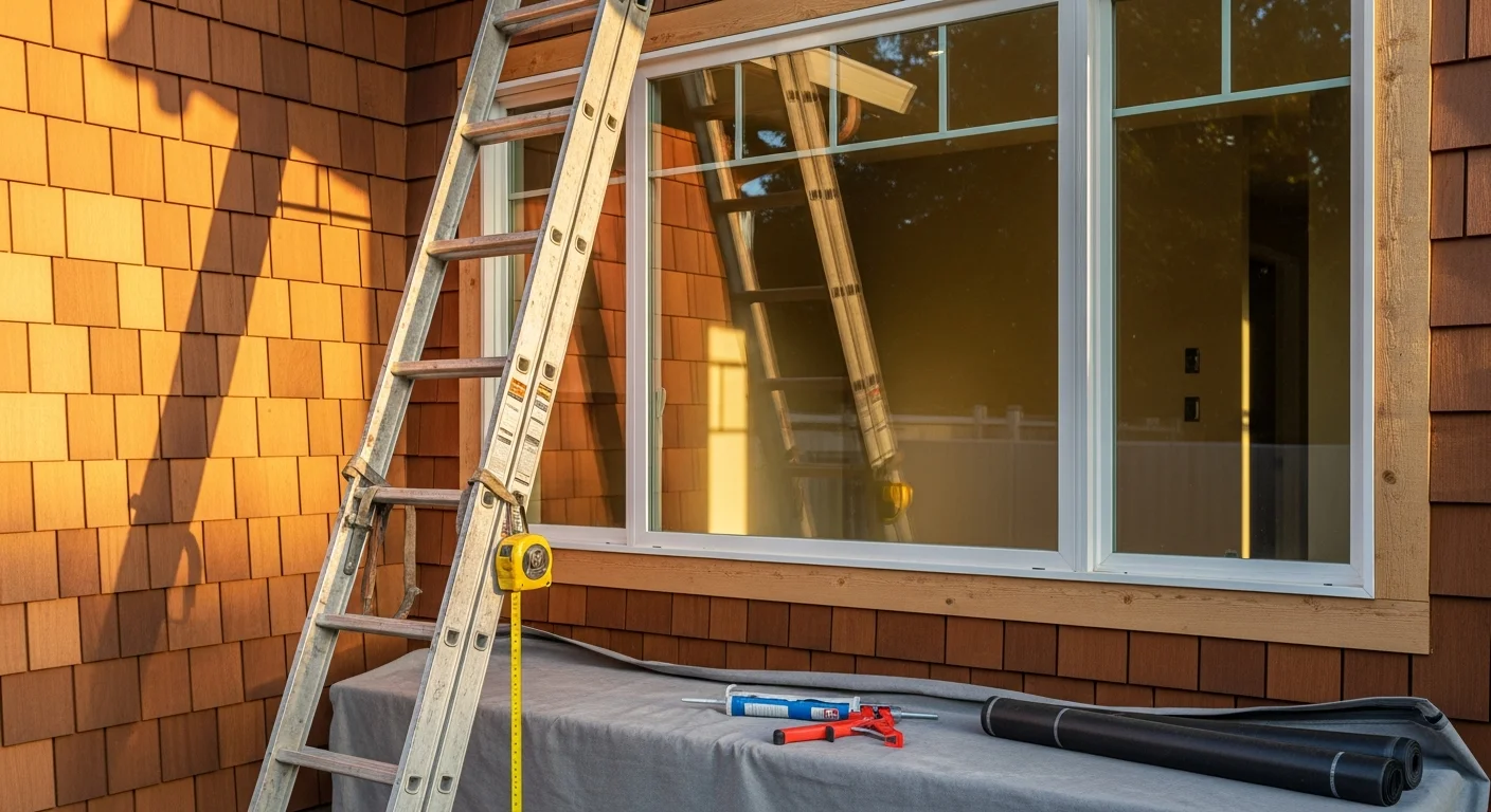 New replacement windows installed in residential home exterior